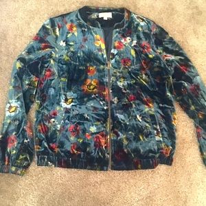 Floral LOFT Crushed Velvet Bomber Jacket